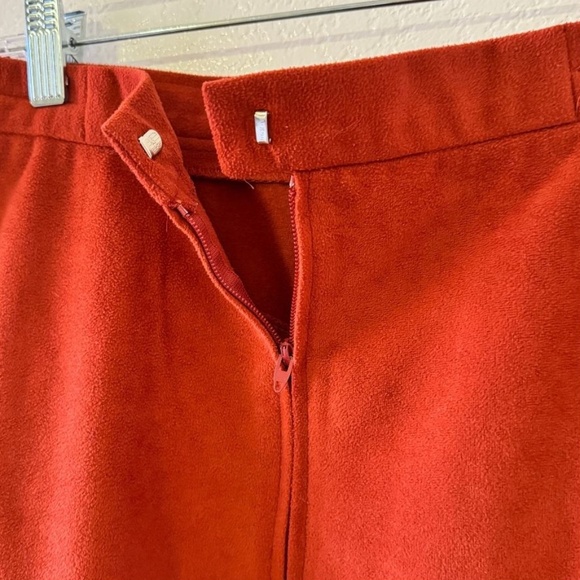 Vintage 70's Country Suburban Burnt Orange Suede Flare Skirt - Picture 3 of 7